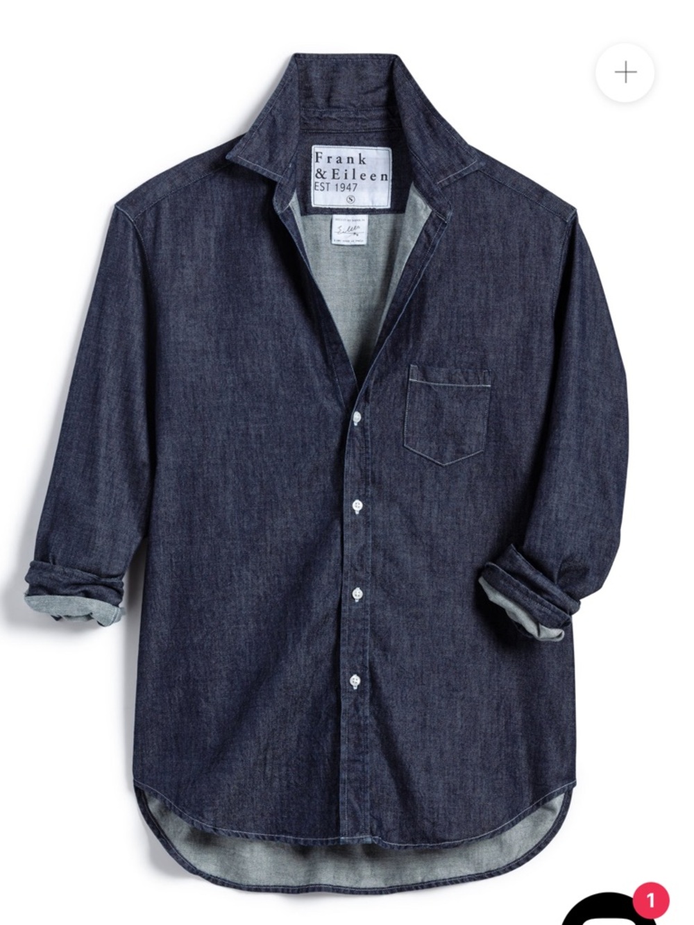 NWT Frank & Eileen Eileen raw rinse famous denim shirt XS